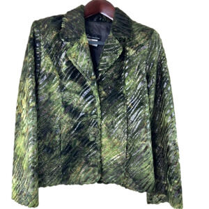 Vintage Artex Green & Brown Animal Print  Button Down Blazer Jacket